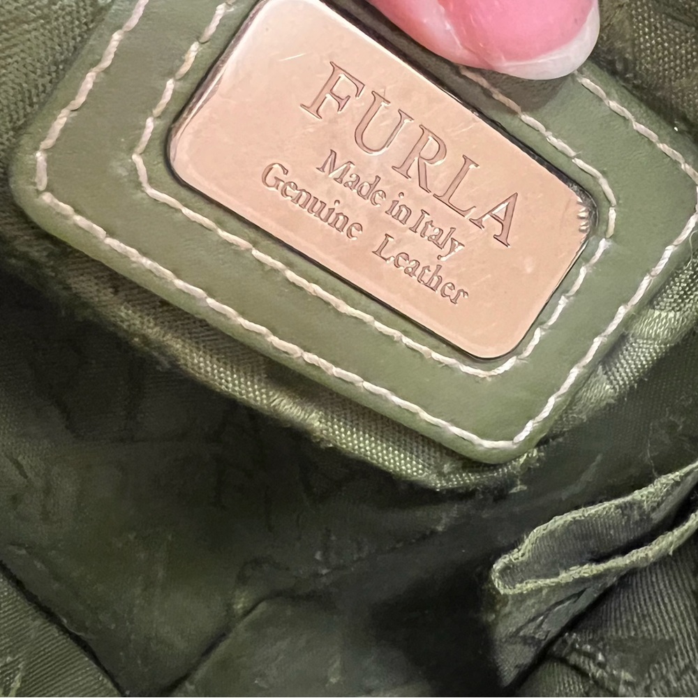 Furla Green Leather Studded Shoulder Bag - Picture 12 of 16